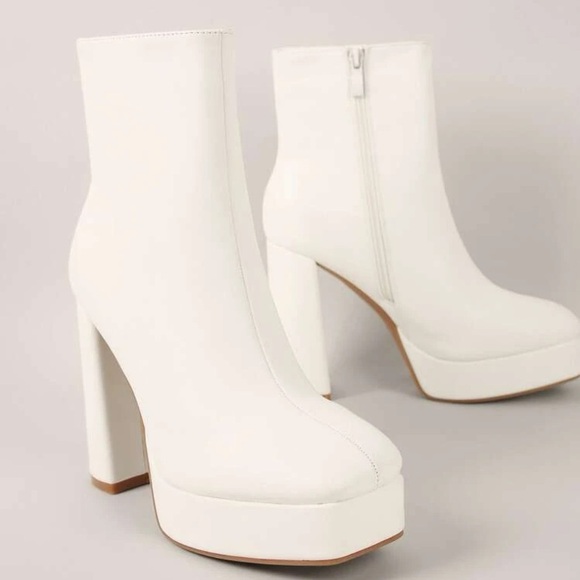 White Platform Booties -9 - Picture 2 of 4